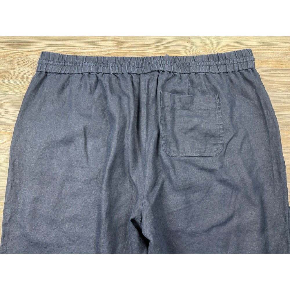 Talbots Women's Crop Linen Pants Plus Size 18W Pull-On Navy Blue Elastic Waist - Picture 5 of 13
